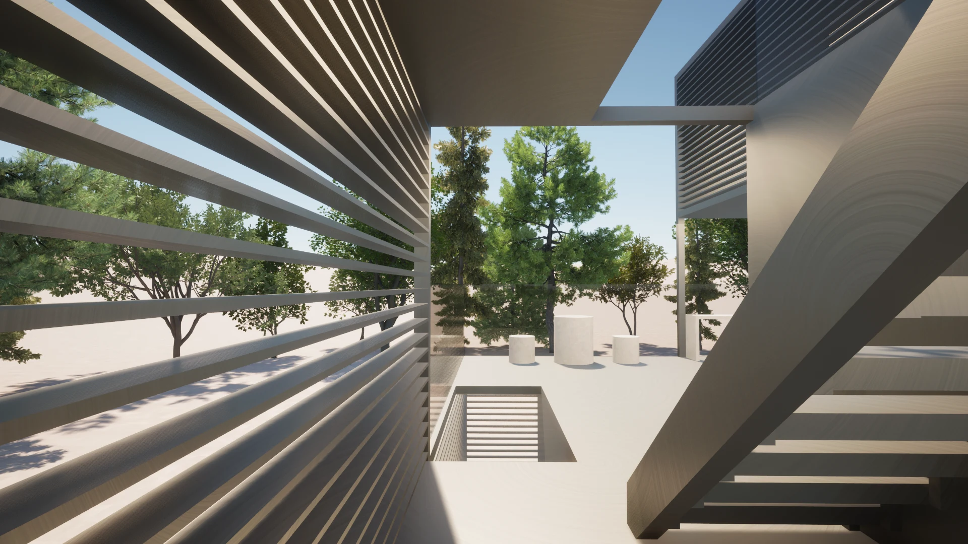 Louvers and staircase