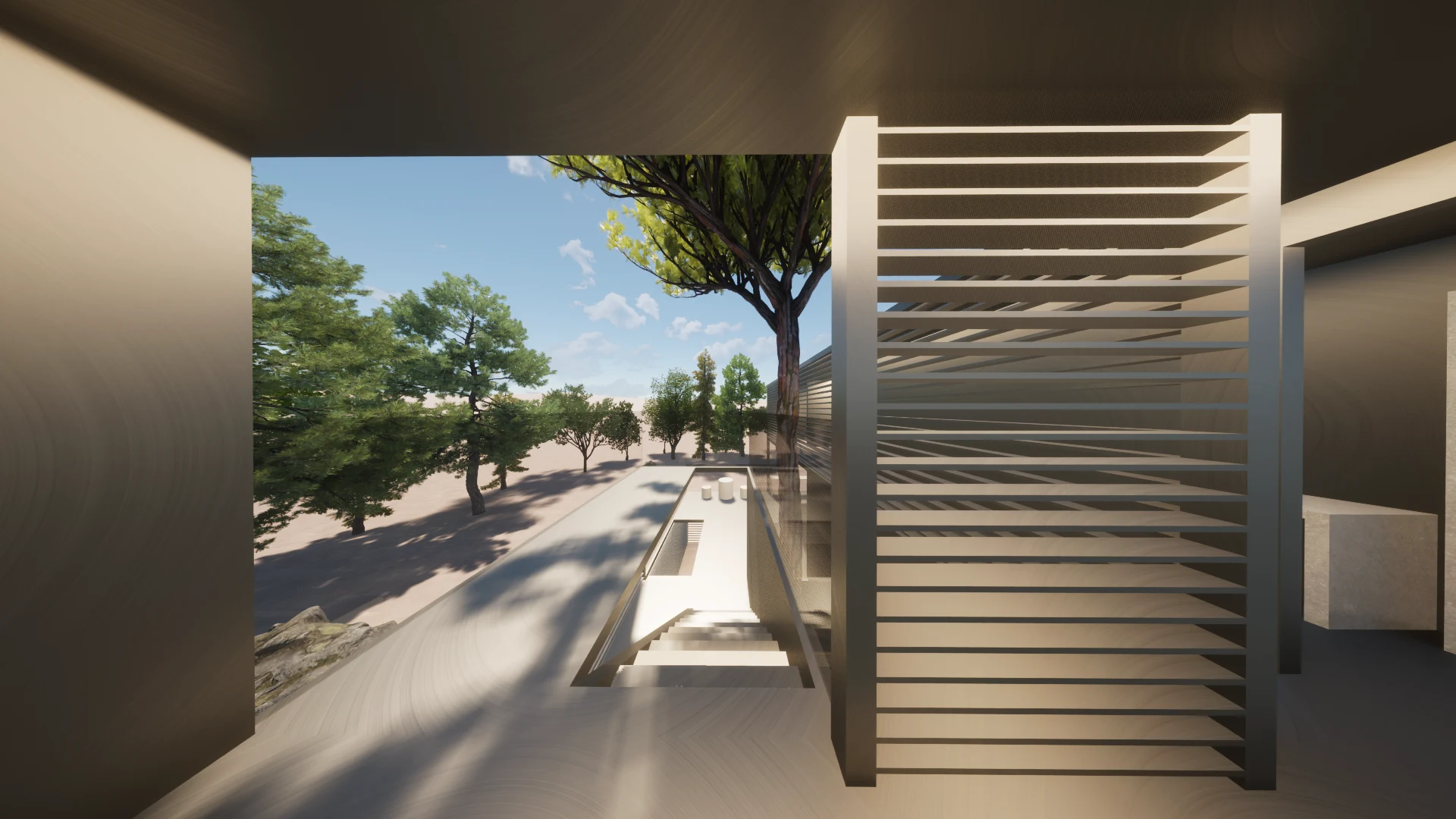 Terrace and louvers